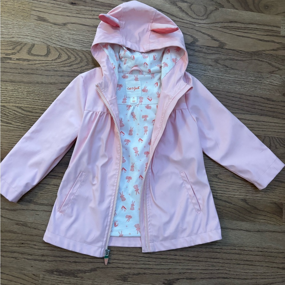 Cat & Jack Light Pink Kids Raincoat with Ears